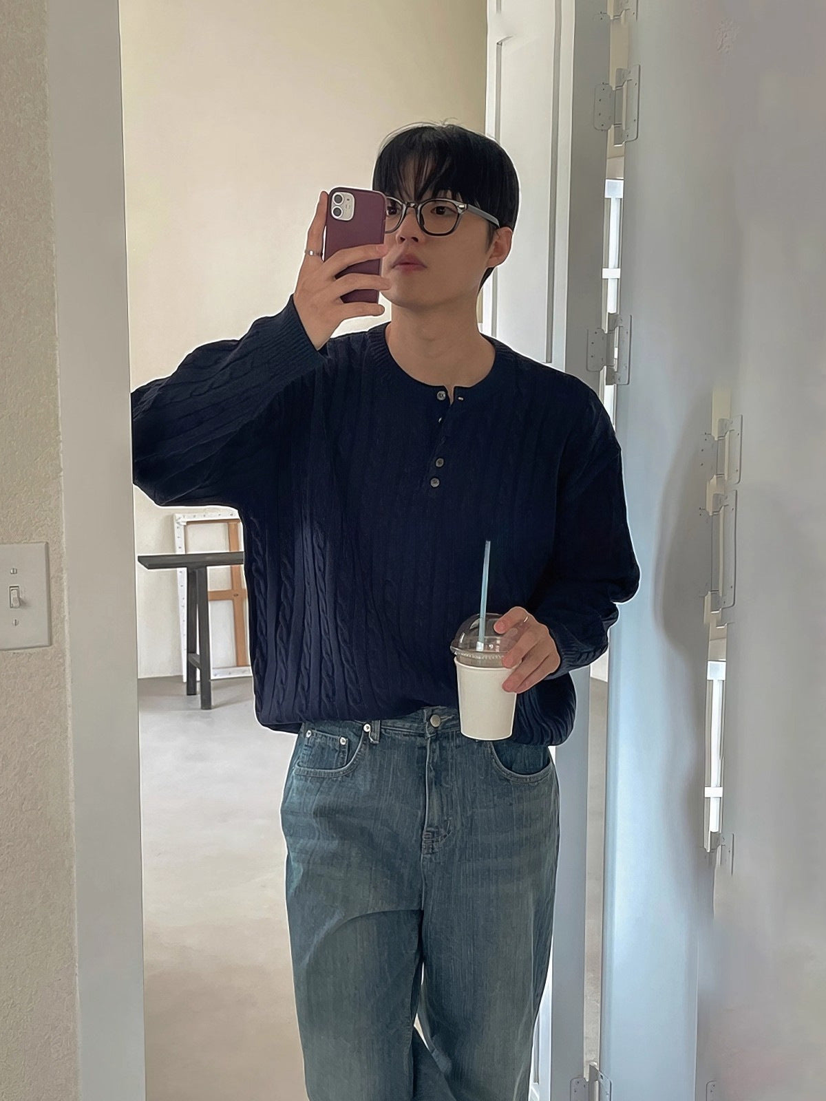 Cable Knit Henley Sweater