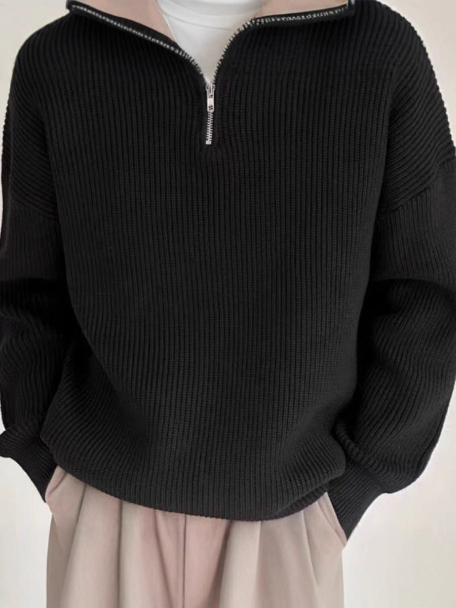 Ribbed Quarter-Zip Pullover