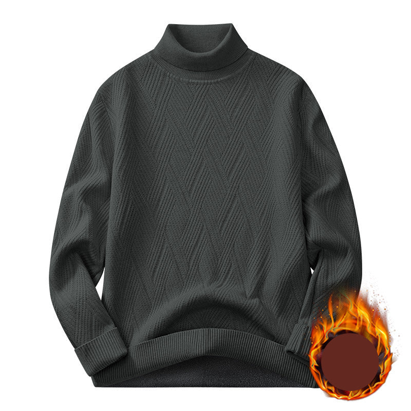 High-Neck Textured Knit Sweater