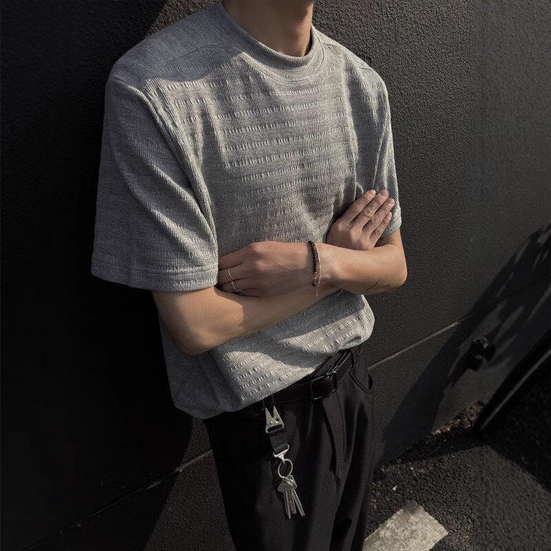 Textured Crewneck T-Shirt.