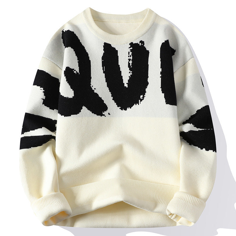 Men's Oversized Letter Knit Sweater