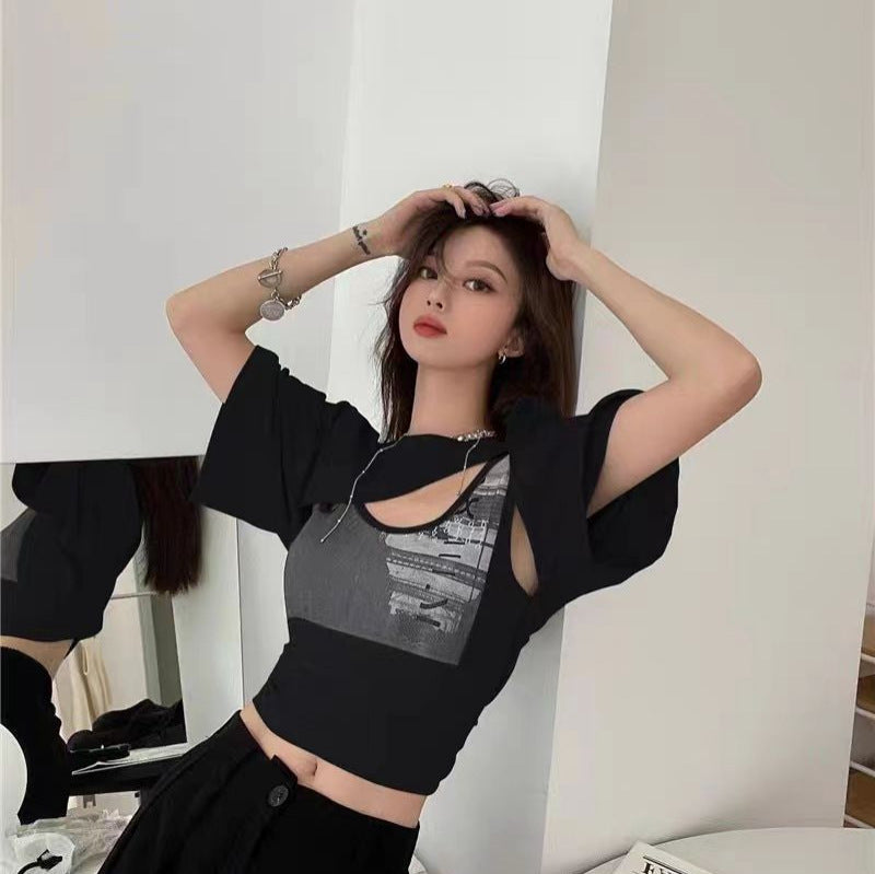 Cutout Layered Crop Top
