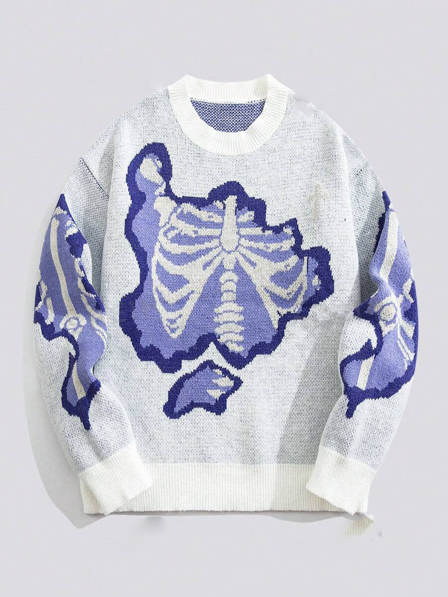 Gothic Skeleton Jacquard Knit Sweater