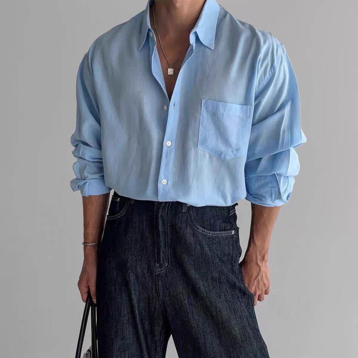 Linen Blend Oversized Utility Shirt