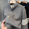 2025 Fall/Winter Baseball Collar Sweater Jacket Men's Thickened Korean Casual Cardigan Knitted Knitted Jacket Trendy