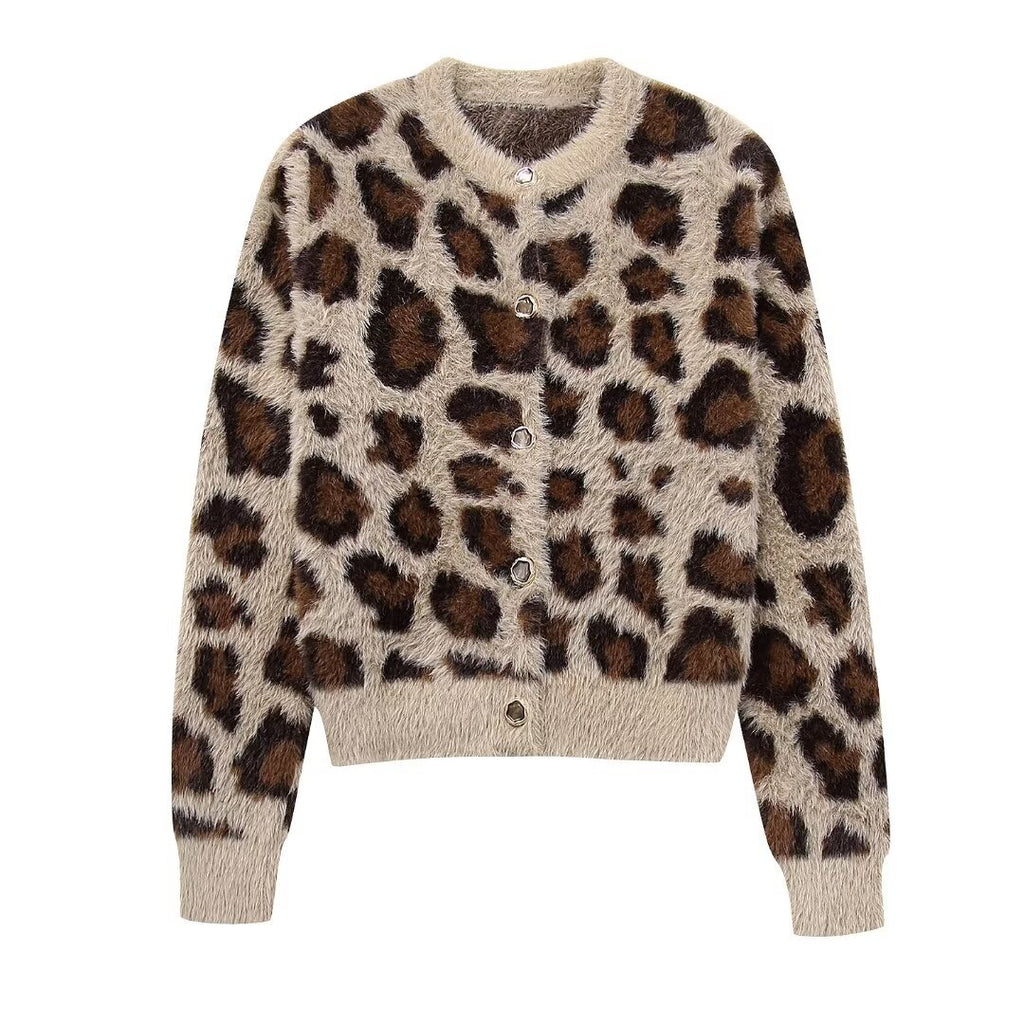 Women's Leopard Print Knit Jacket
