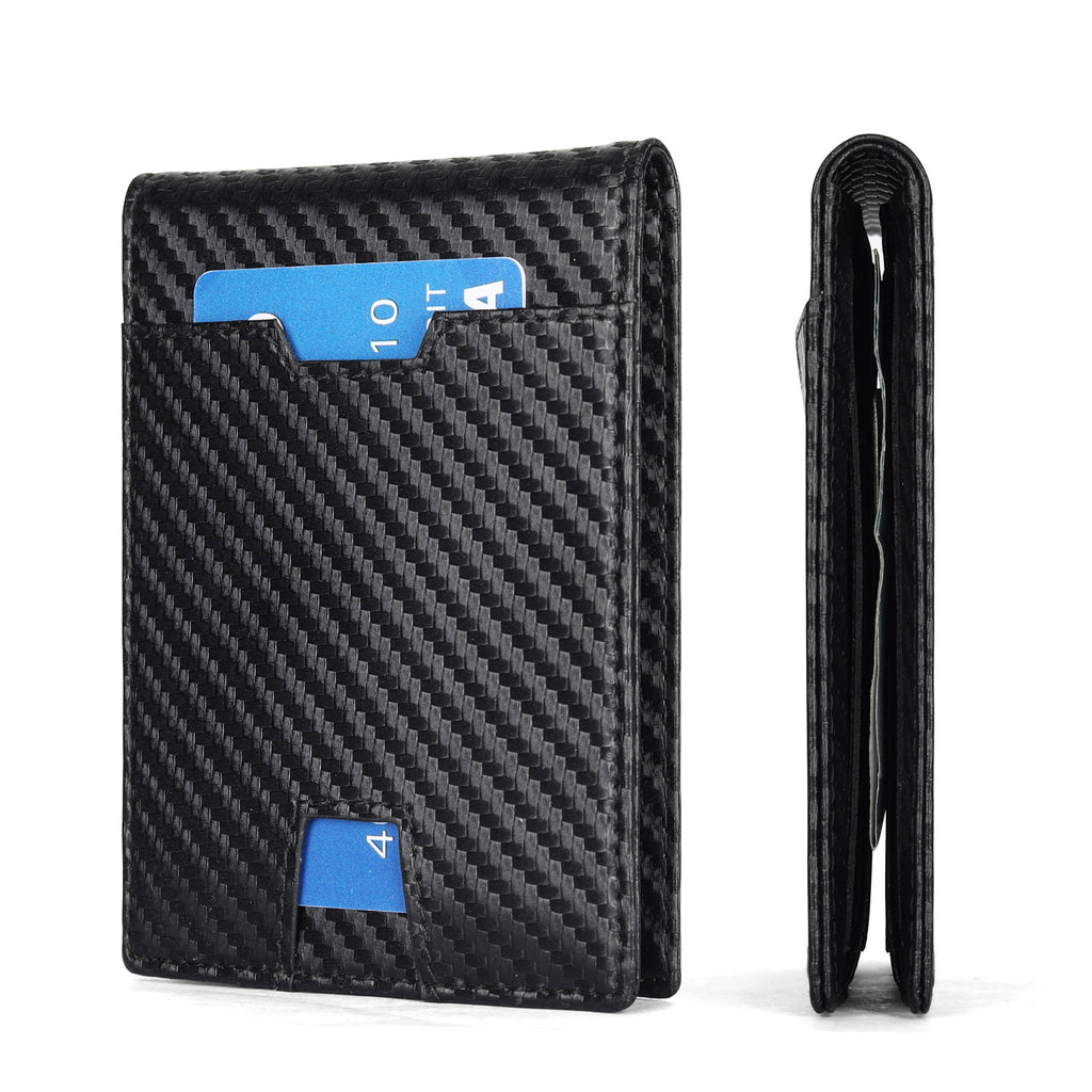 Cross-border hot carbon fiber wallet dollar clip anti-theft brush spot men's wallet genuine leather genuine soft men's wallet