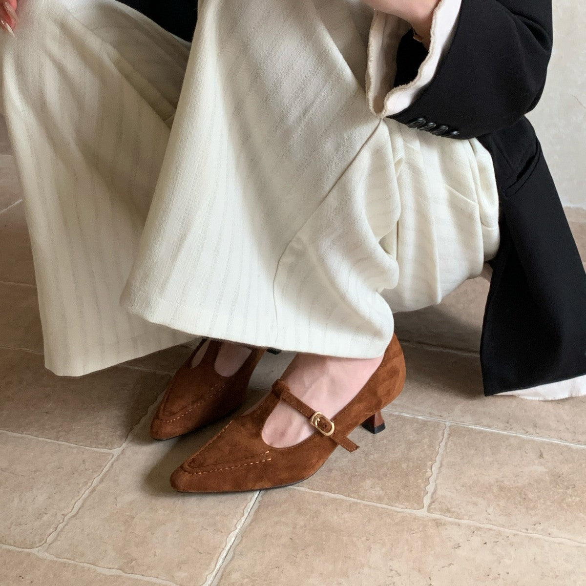Pointed-Toe Mary Jane Heels