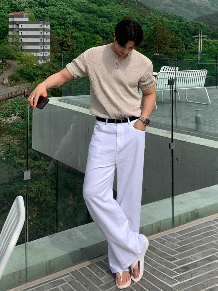 Men’s Slim-Fit Cable-Knit Henley