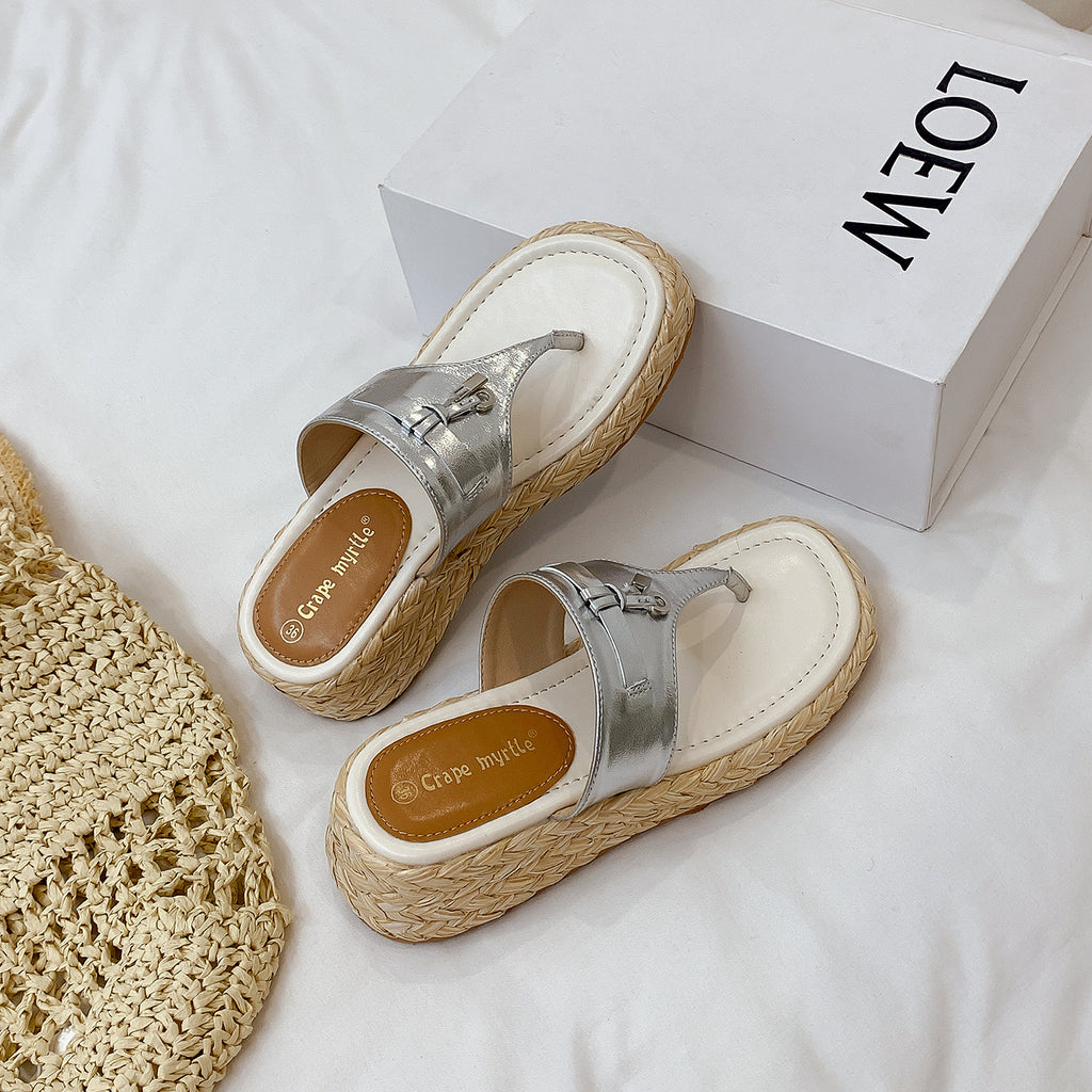 Tassel Platform Thong Sandals