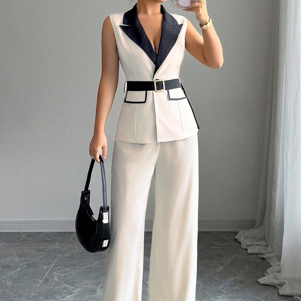 Sleeveless Blazer and Trousers Set