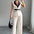 Sleeveless Blazer and Trousers Set