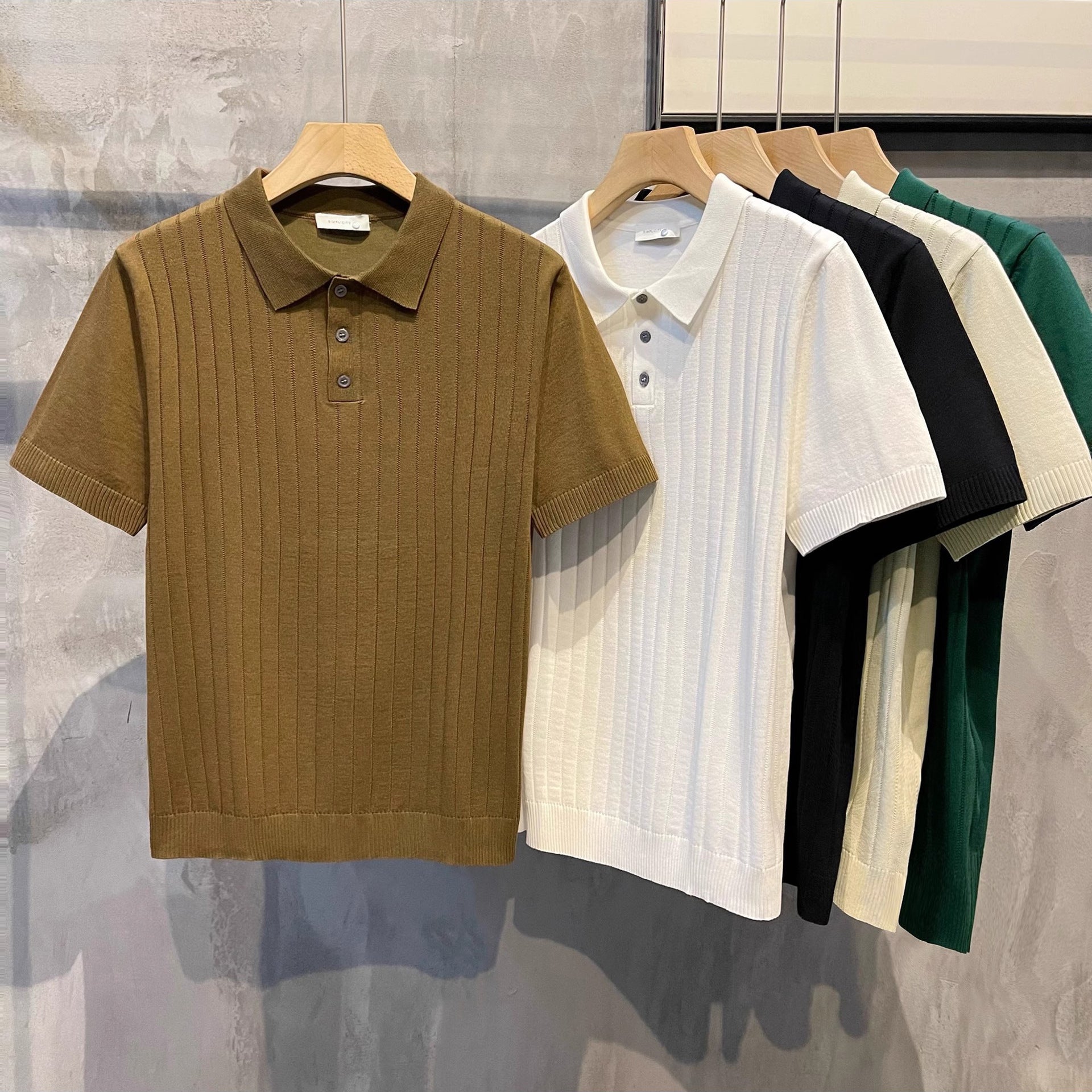 Knitted Ribbed Polo Shirt