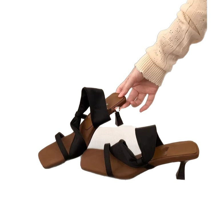 Leather Stiletto Slides