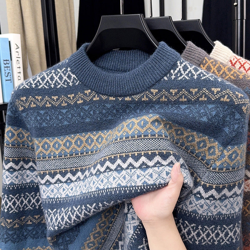 Vintage Geometric Jacquard Knit Sweater