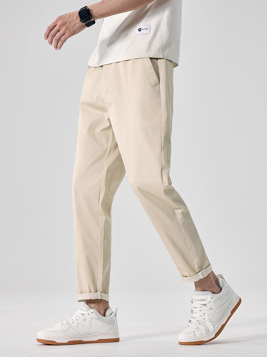 Men’s Slim-Fit Cropped Casual Trousers