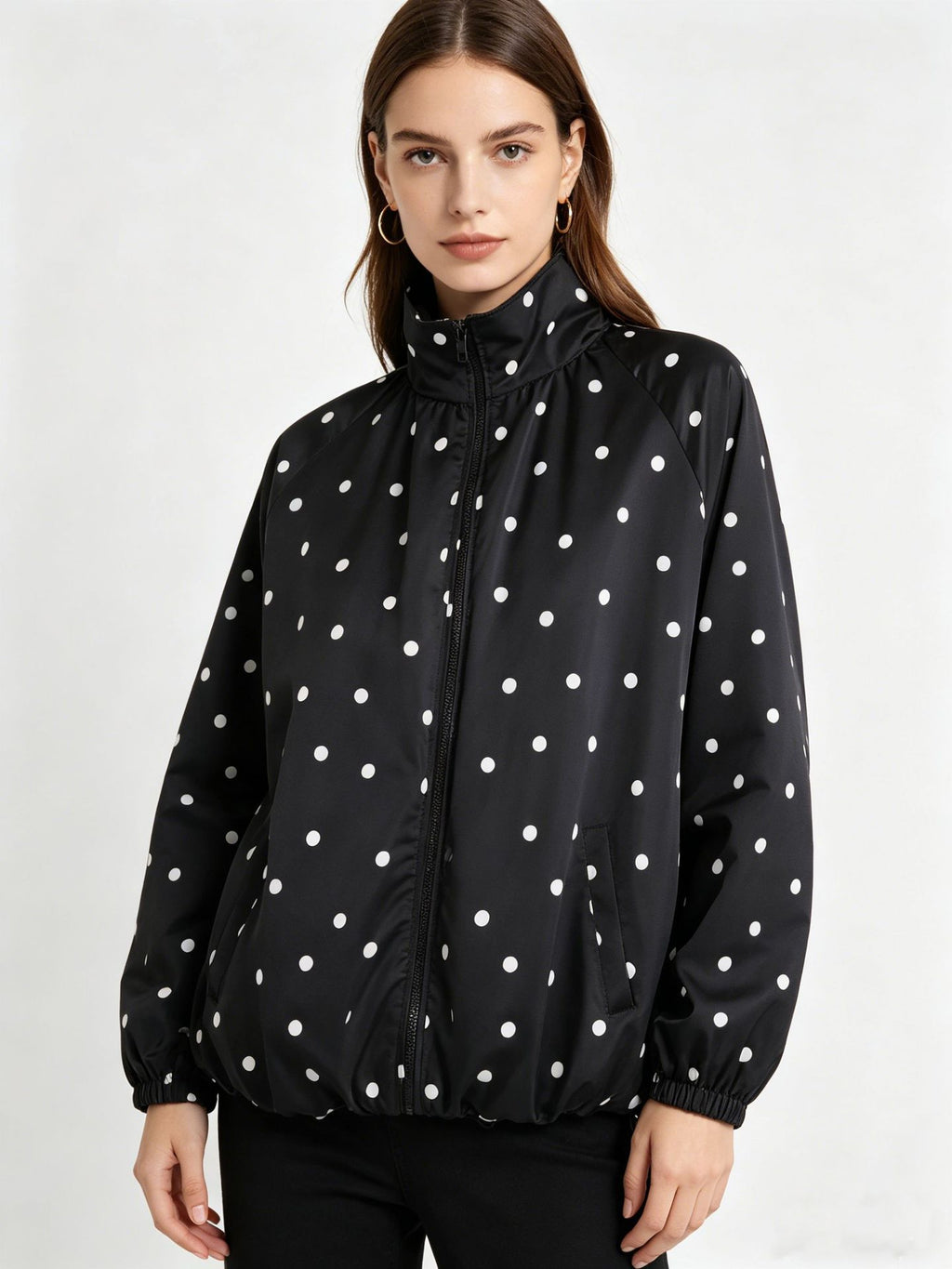 Women's Polka-Dot Stand-Collar Jacket
