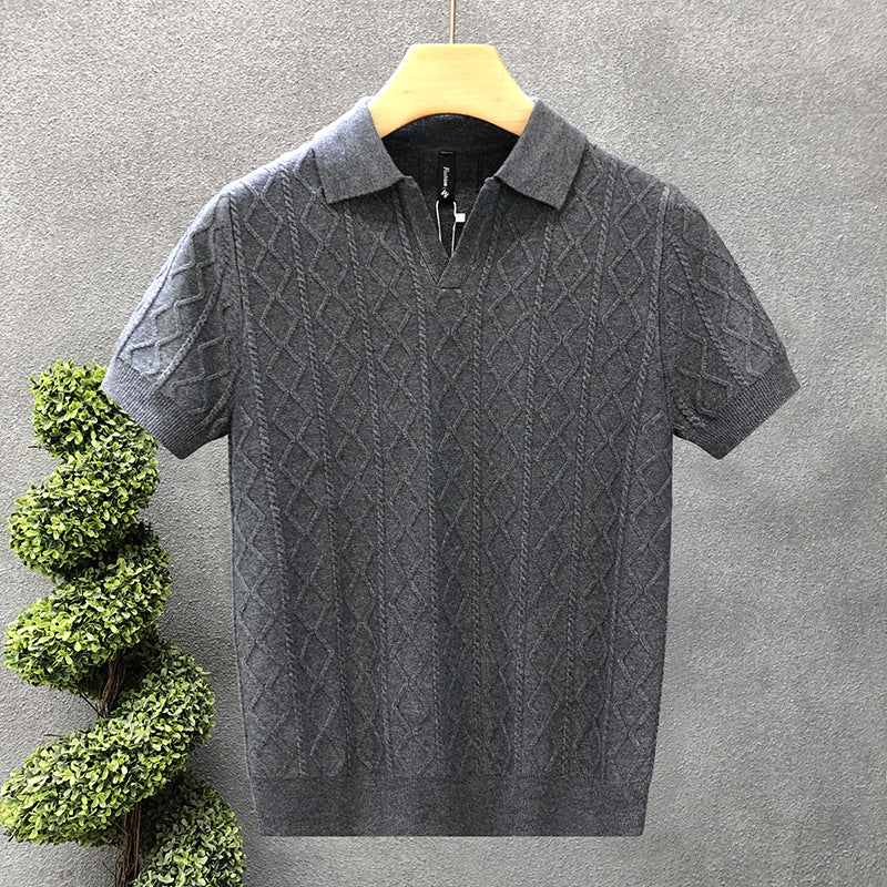 Diamond-Stitch Knit Polo