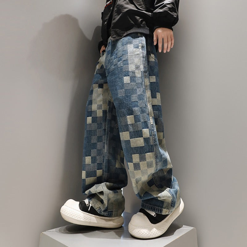 Loose Checkered Jeans