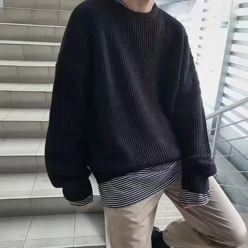 Men's Retro Round-Neck Sweater