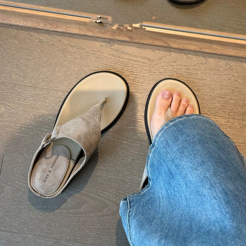 Square-Toe Wedge Flip-Flops