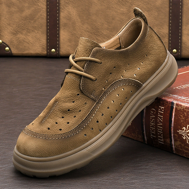 Perforated Leather Casual Shoes