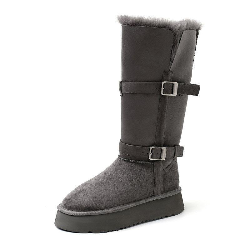 Fleece-Lined Platform Snow Boots