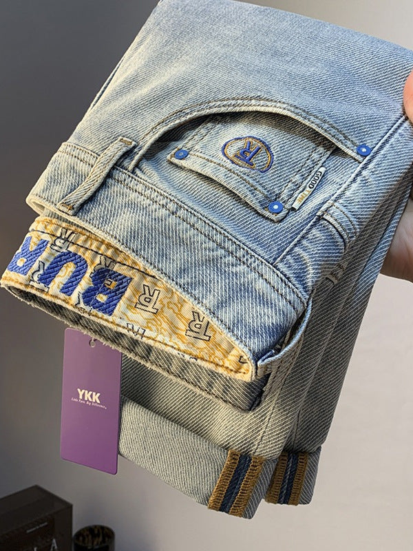 Slim Fit Cropped Denim Trousers