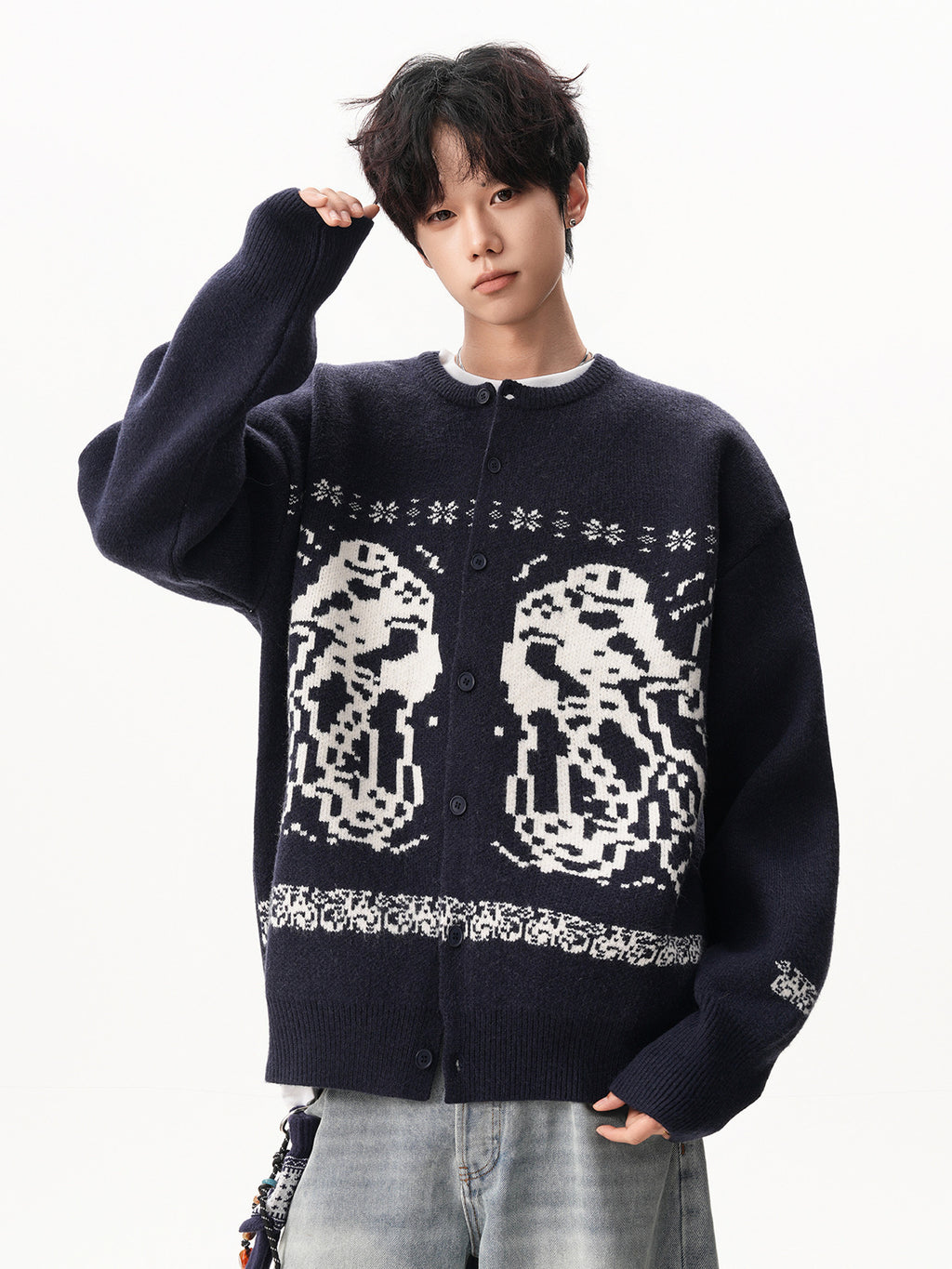 Oversized Fair Isle Jacquard Cardigan