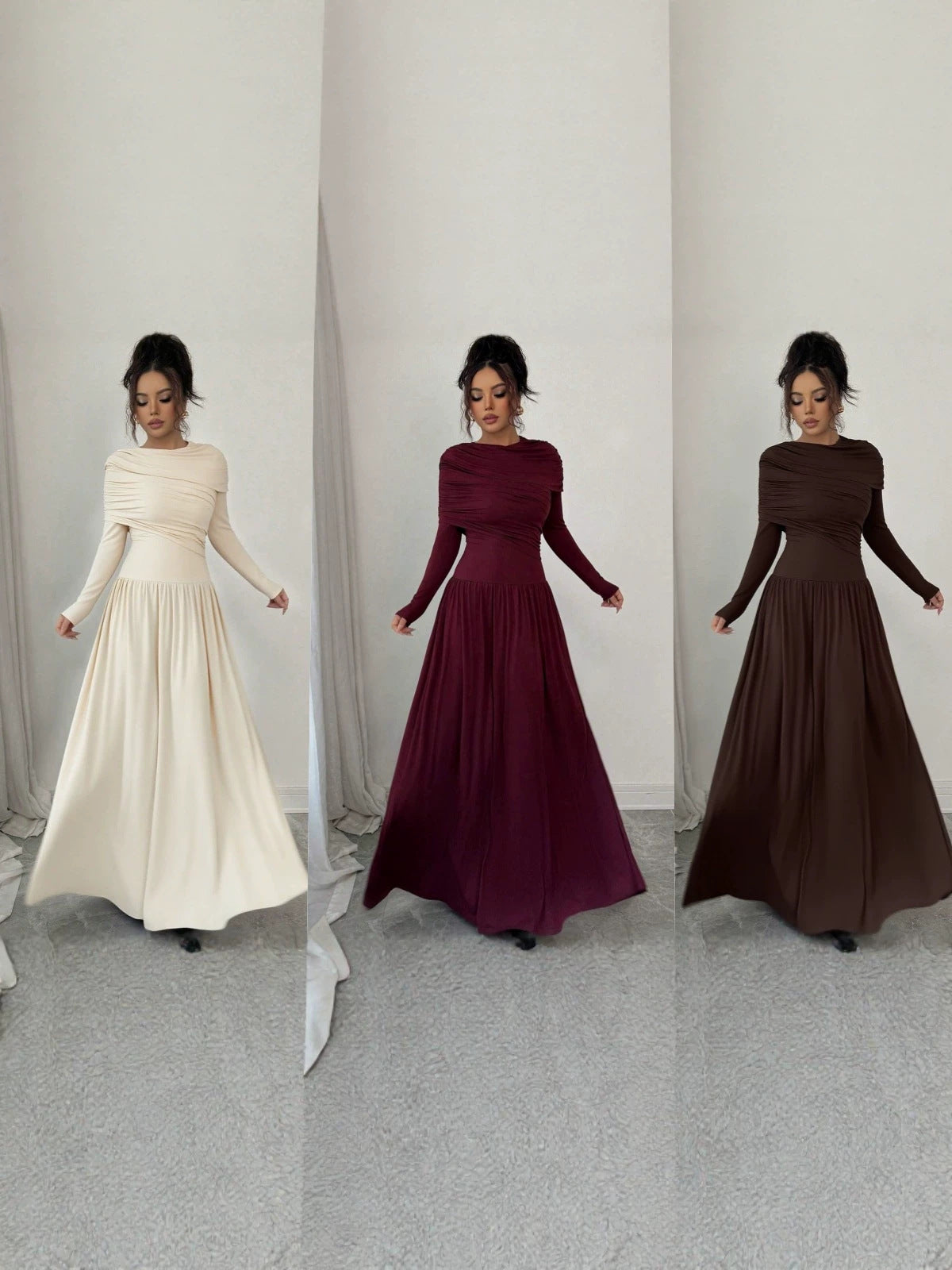Long-Sleeve Evening Maxi Dress