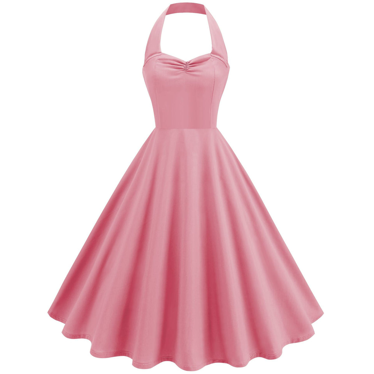 Vintage Halter A-Line Dress - Pink