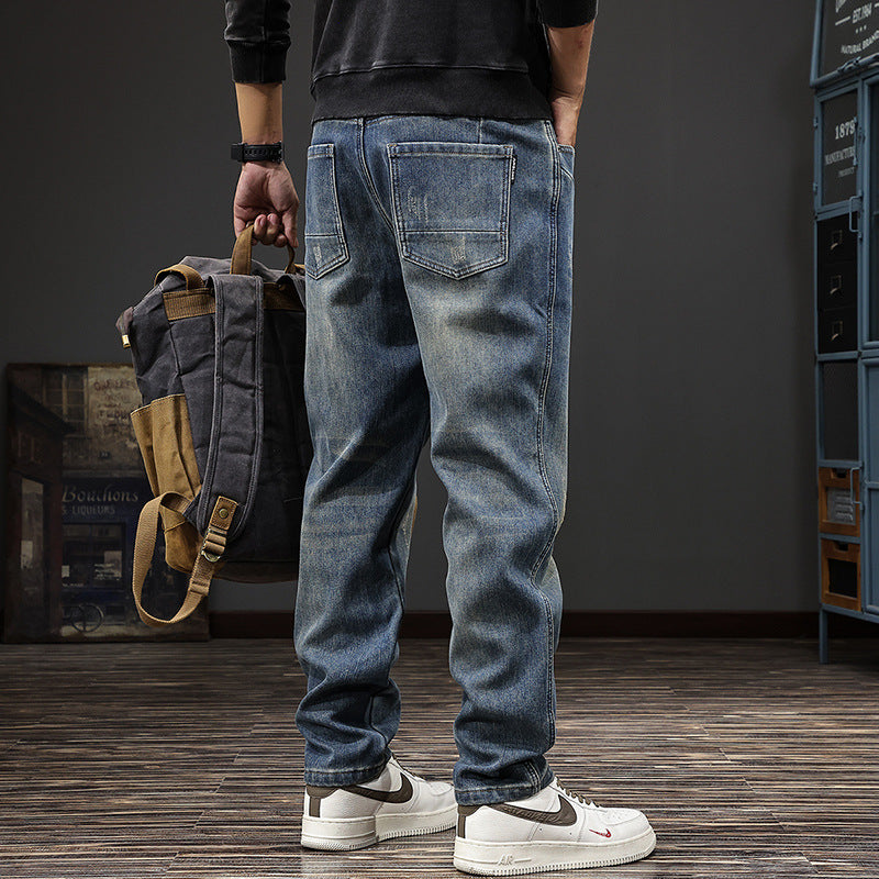 Fleece-Lined Relaxed Tapered Denim