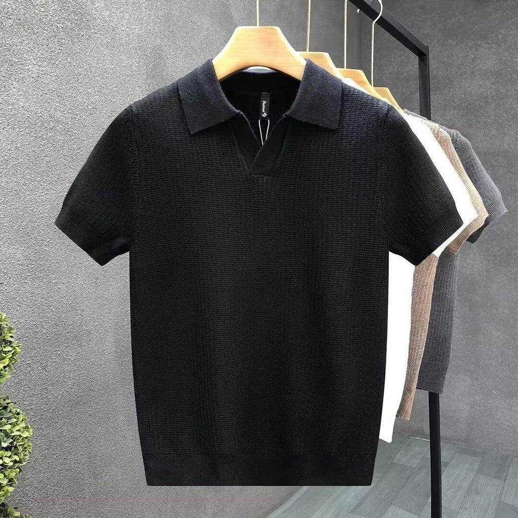 Textured Knit Polo Shirt