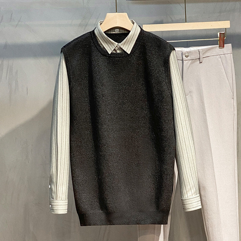 Men’s Mock-Layer Striped Knit Pullover
