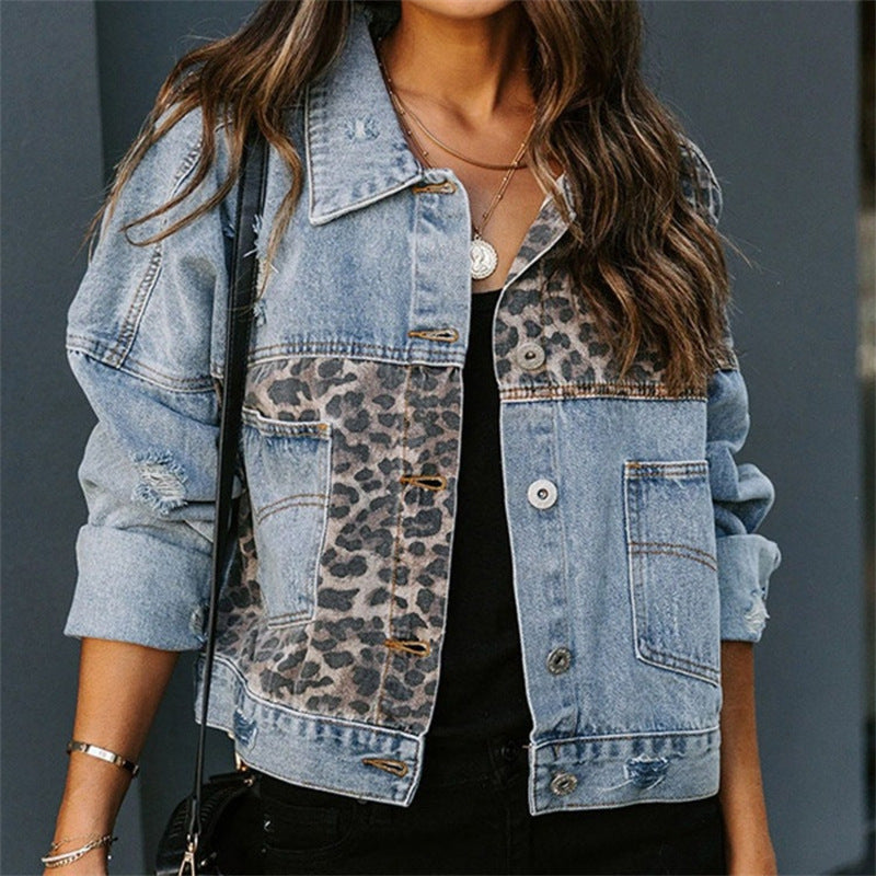 Leopard Print Denim Jacket