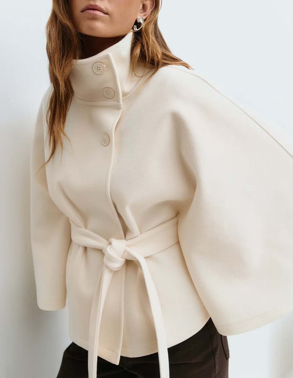 Chic High Collar Cape Jacket