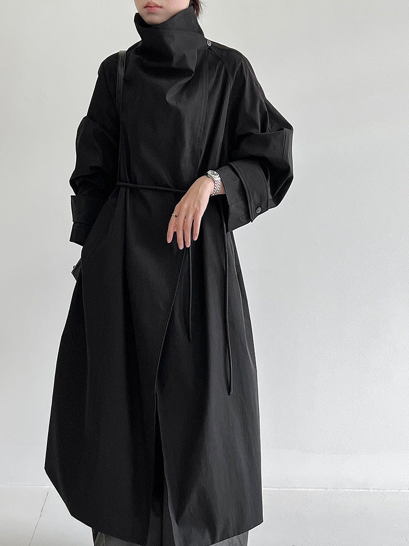 Minimalist Stand Collar Wrap Coat