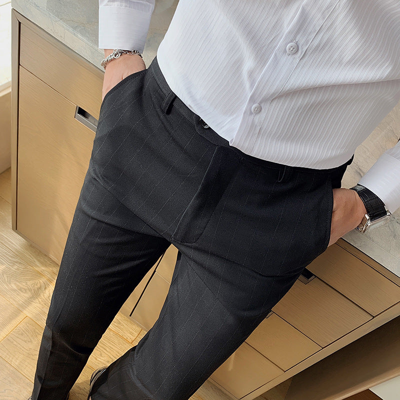 Stylish Pinstripe Slim-Fit Trousers