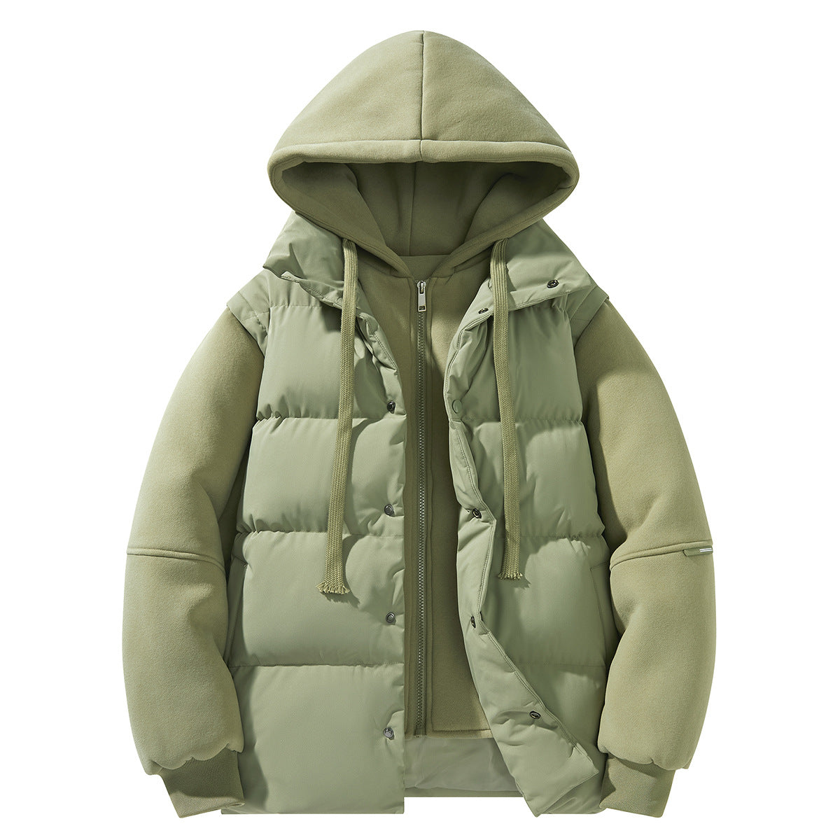 Layered Puffer Vest Hoodie