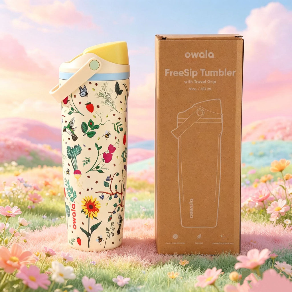 30oz Printed Insulated Water Bottle with Straw