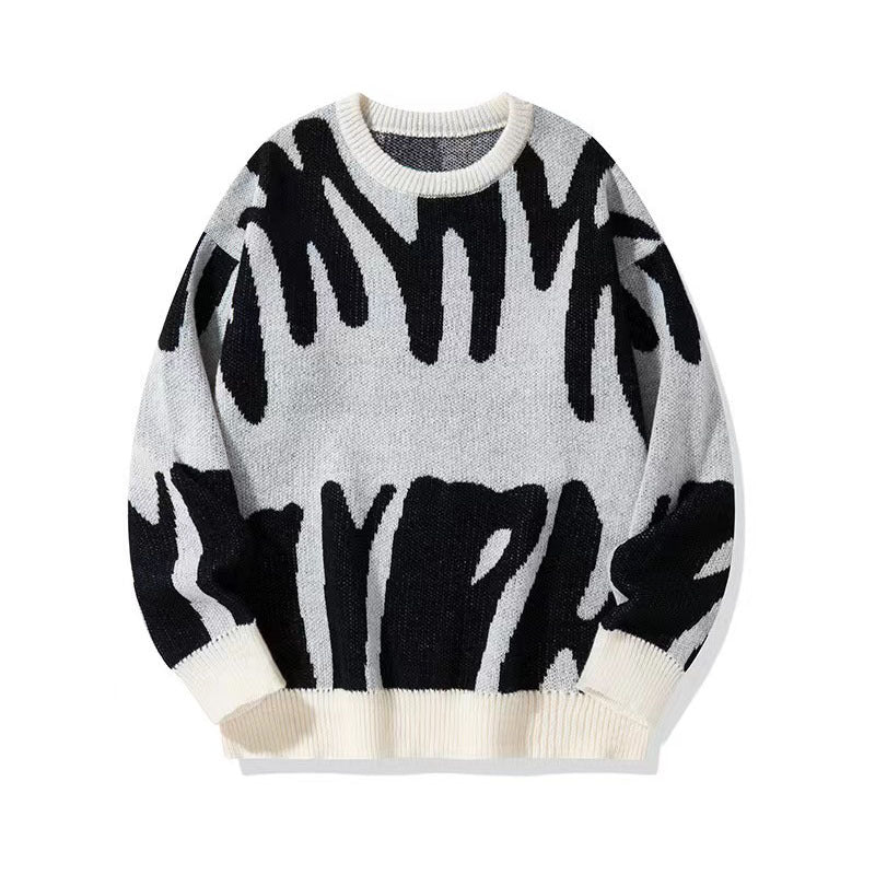 Men's Trendy Crew Neck Jacquard Knit Sweater