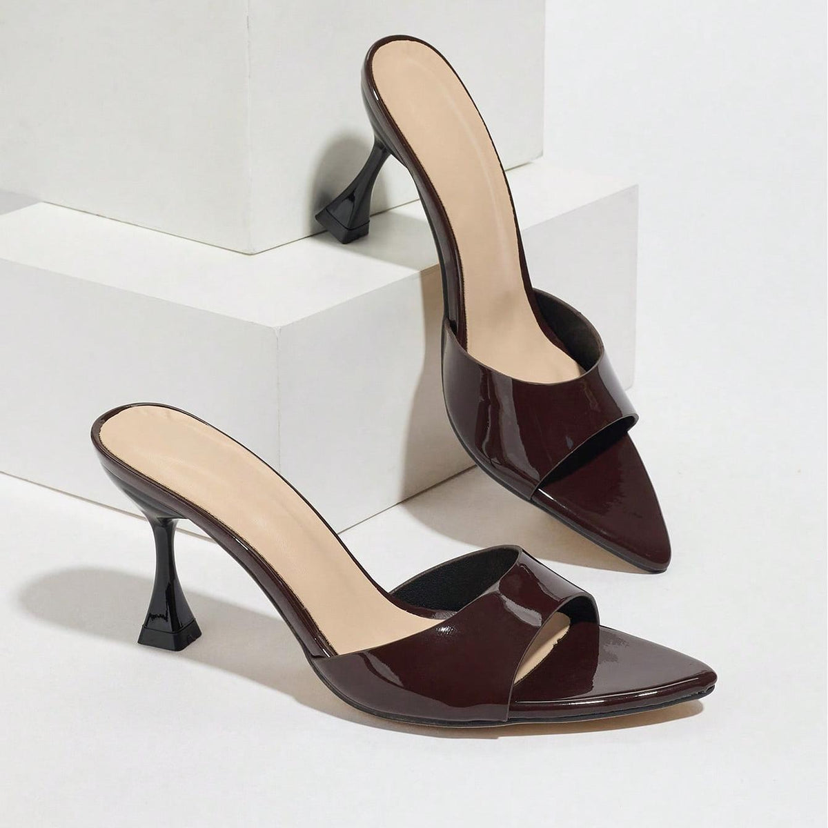 Wineglass Heel Mule Sandals