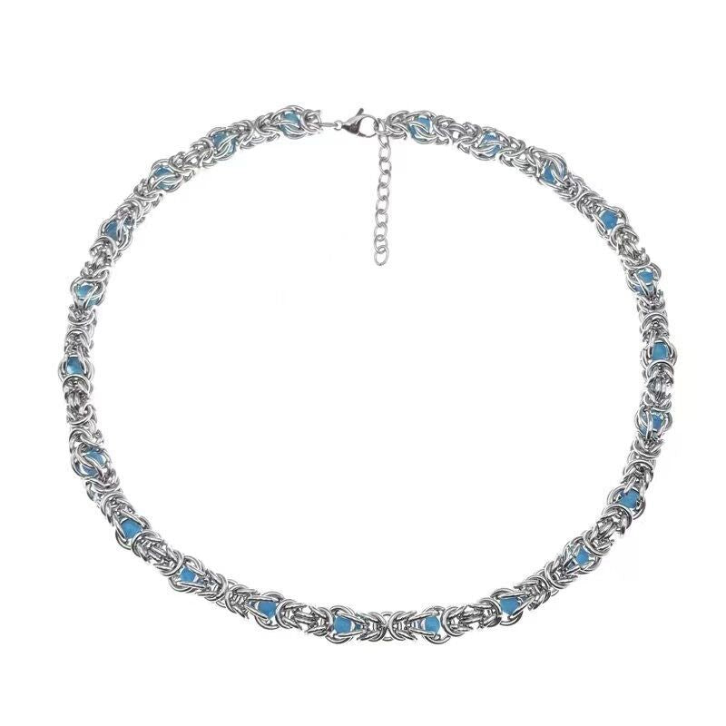 Titanium Steel Byzantine Chain Set
