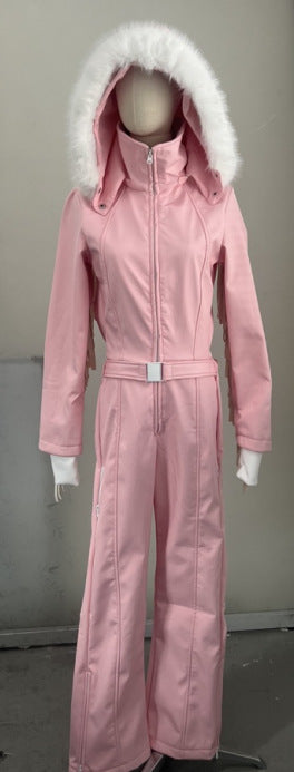 Hooded Belted One Piece Jumpsuit