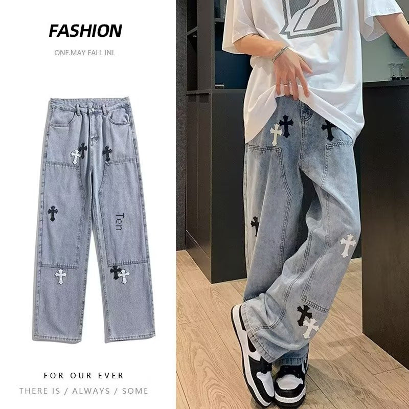 Hong Kong Style Men's Wide-Leg Casual Pants