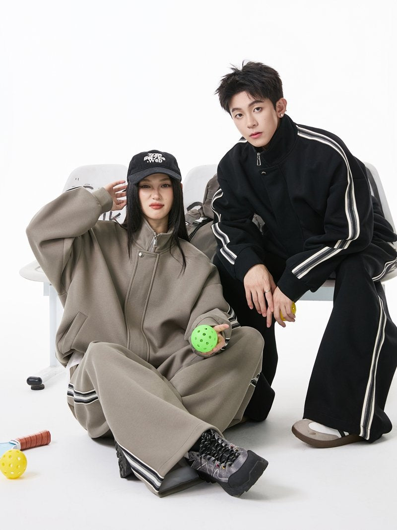 Sporty Retro Zip Tracksuit Set