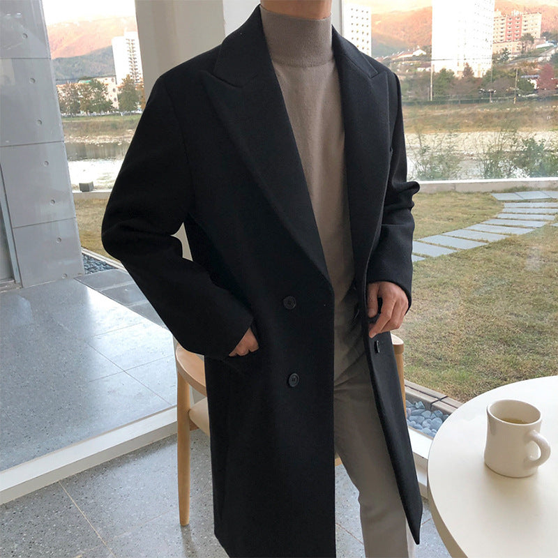Double-Breasted Woolen Overcoat