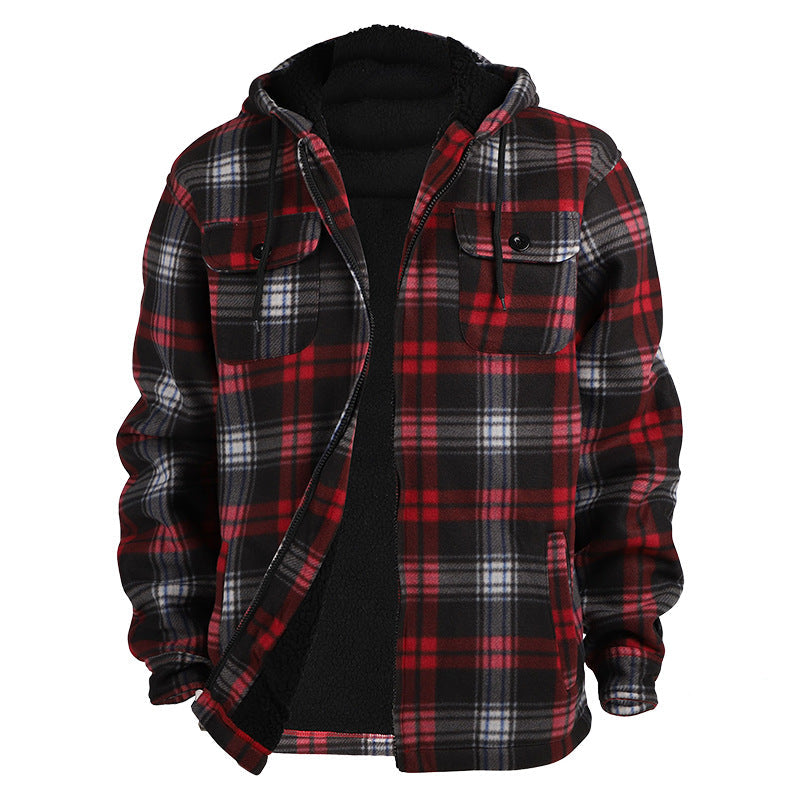 Lined Plaid Hooded Jacket