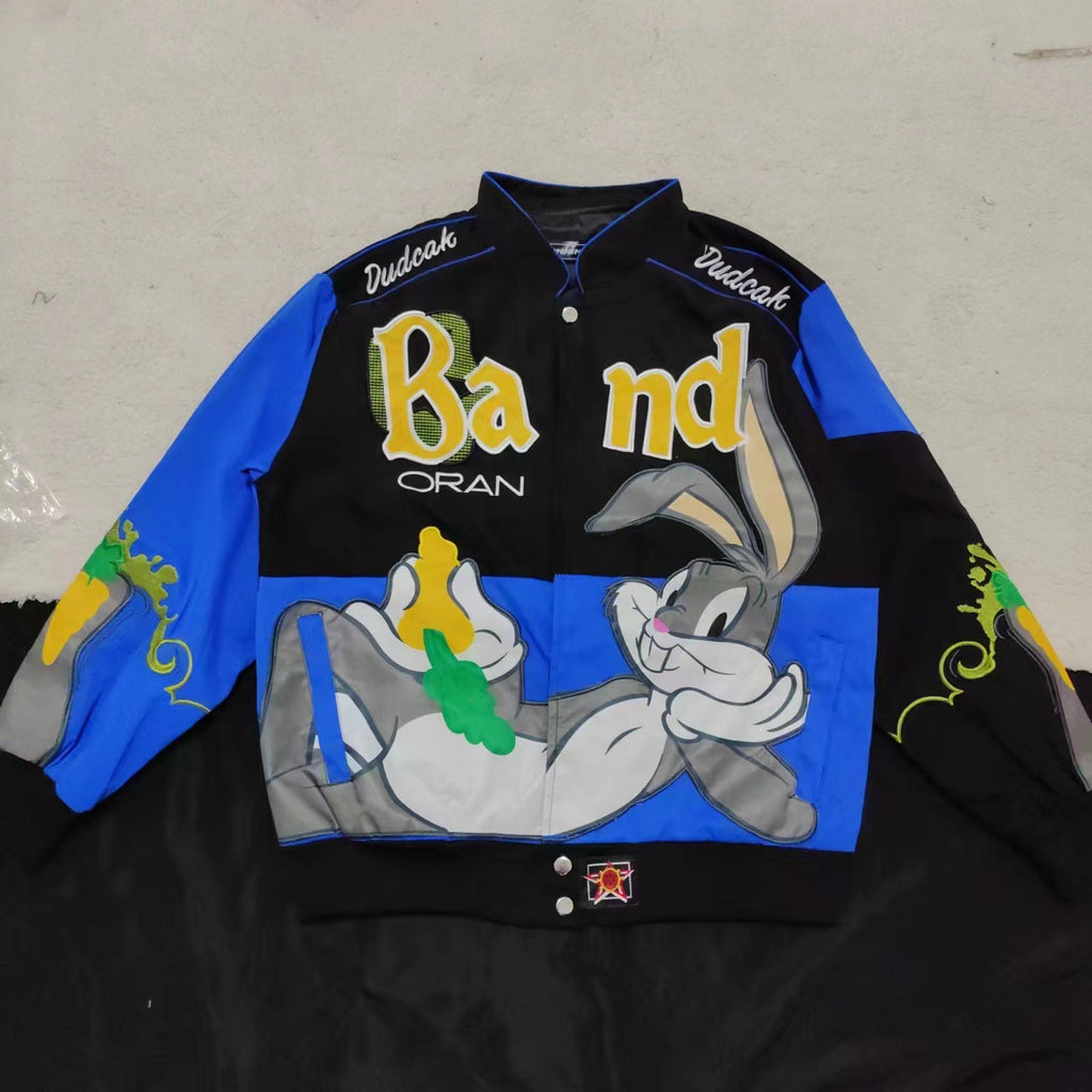 Cartoon Embroidered Varsity Jacket