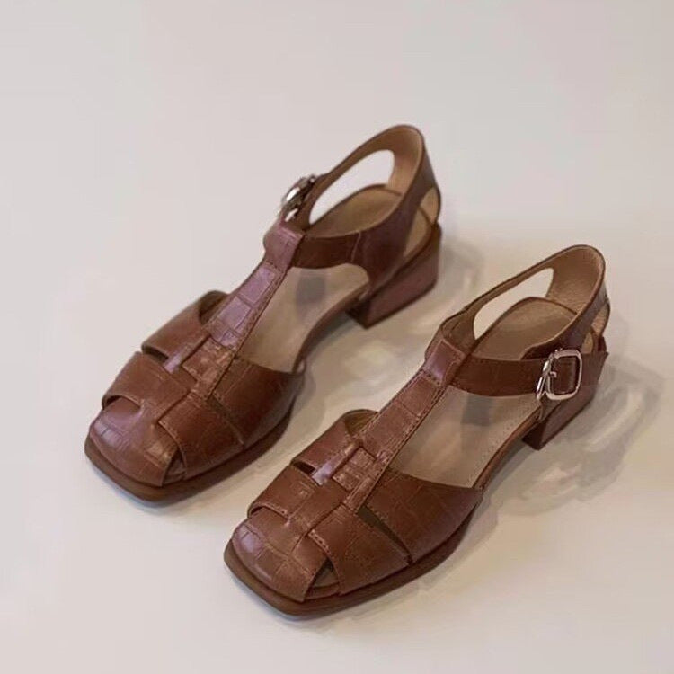 Woven Block-Heel Sandals